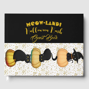 MEOW Land Halloween Bash Black Cats Gold Glitter Guest Book