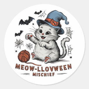 Meow-lloween Mischief Classic Round Sticker