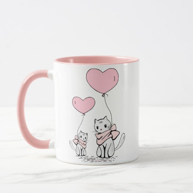 Meow Love: Cute Cat Embrace Mug (Left)