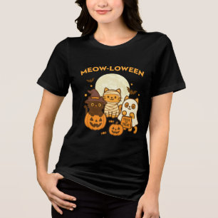 Meow-loween – Cute Halloween Cat Costume Design Tri-Blend Shirt