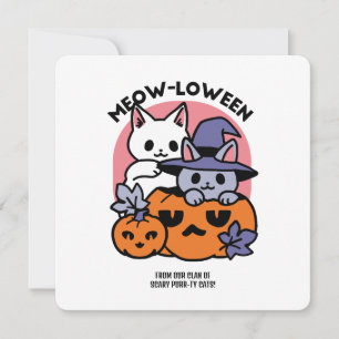 Meow-Loween - Cute Halloween Cat Design Holiday Card