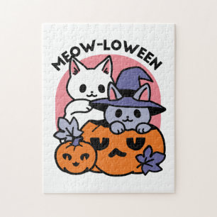 Meow-Loween - Cute Halloween Cat Design Jigsaw Puzzle