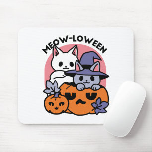 Meow-Loween - Cute Halloween Cat Design Mouse Mat