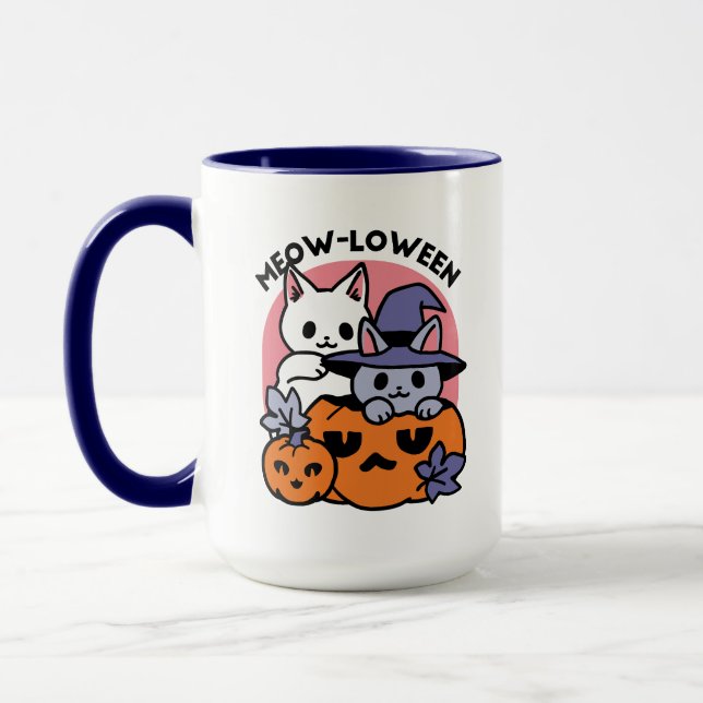 Meow-Loween - Cute Halloween Cat Design Mug (Left)