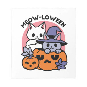 Meow-Loween - Cute Halloween Cat Design Notepad