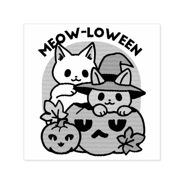 Meow-Loween - Cute Halloween Cat Design Self-inking Stamp (Design)