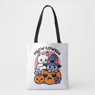 Meow-Loween - Cute Halloween Cat Design Tote Bag