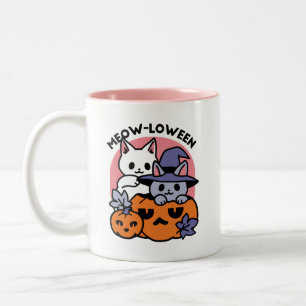 Meow-Loween - Cute Halloween Cat Design Two-Tone Coffee Mug
