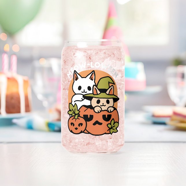 Meow-Loween - Festive Halloween Cat Design Can Glass (Insitu (Birthday))