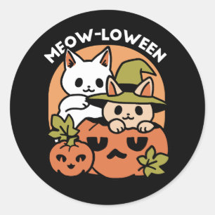 Meow-Loween - Festive Halloween Cat Design Classic Round Sticker
