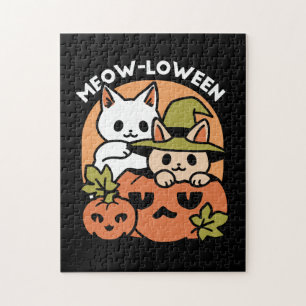 Meow-Loween - Festive Halloween Cat Design Jigsaw Puzzle