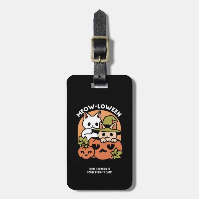 Meow-Loween - Festive Halloween Cat Design Luggage Tag (Front Vertical)