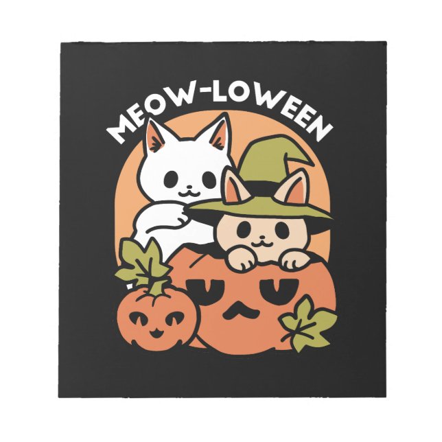 Meow-Loween - Festive Halloween Cat Design Notepad (Front)
