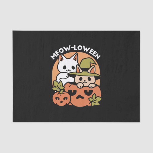Meow-Loween - Festive Halloween Cat Design Tissue Paper (Front)