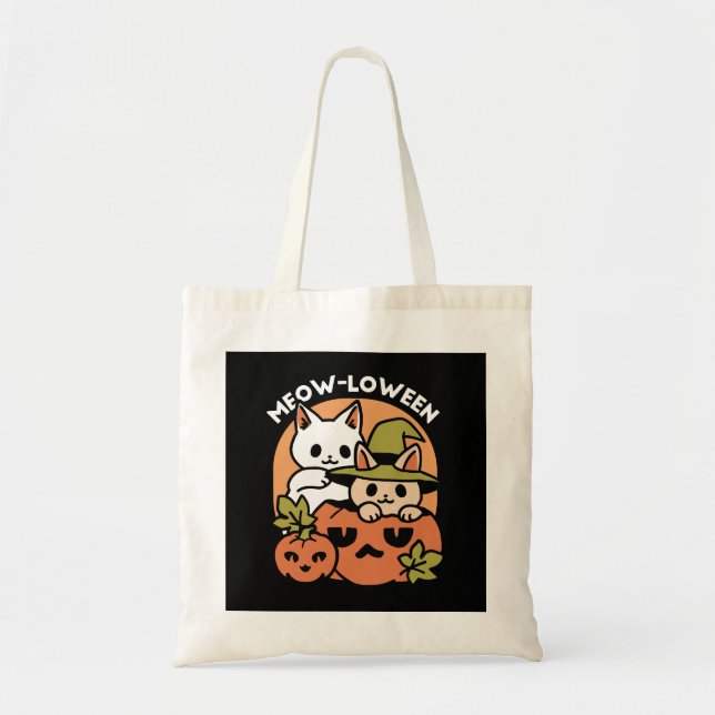 Meow-Loween - Festive Halloween Cat Design Tote Bag (Front)