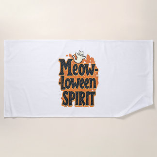 Meow-loween Spirit Cat Beach Towel