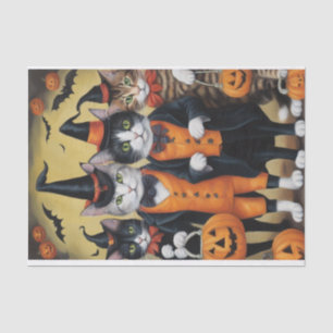 Meow-loween: Trick-or-Treaters Cats Decoupage  Tissue Paper