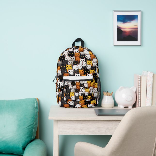 Meow Magic: Cute Cat Pattern for Trendy Girls Kids Printed Backpack (Insitu)