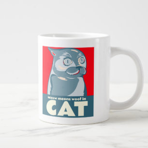 Meow means woof in cat funny quote coffee mug