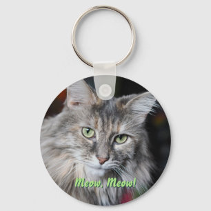 Meow Meow Cat Portrait Key Ring
