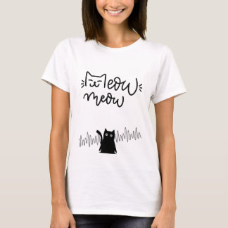 Meow Meow Cute Cat Face Heartbeat T-Shirt