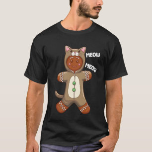 Meow Meow Fake Christmas Cat Gingerbread Man T-Shirt