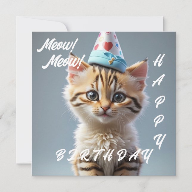Meow! Meow! Happy Birthday Card (Front)