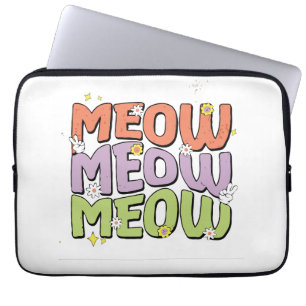 Meow Meow Meow – Playful Cat Text Design Laptop Sleeve