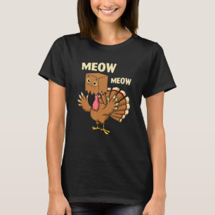 Meow Meow Turkey Cat Face Autumn Fall Thanksgiving T-Shirt
