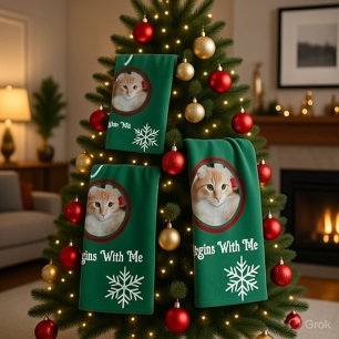 Meow Merry Christmas Photo Customize Bath Towel Se