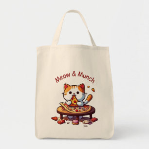 Meow & Munch Pizza Cat Tote Bag