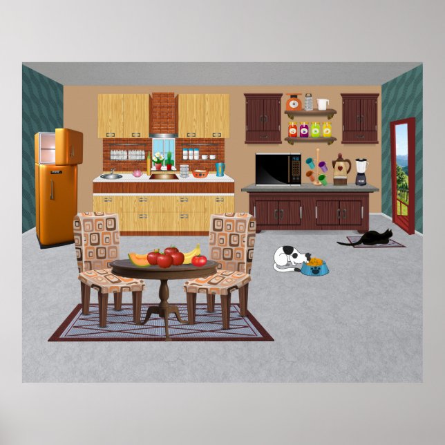 Meow-nificent kitchen poster (Front)