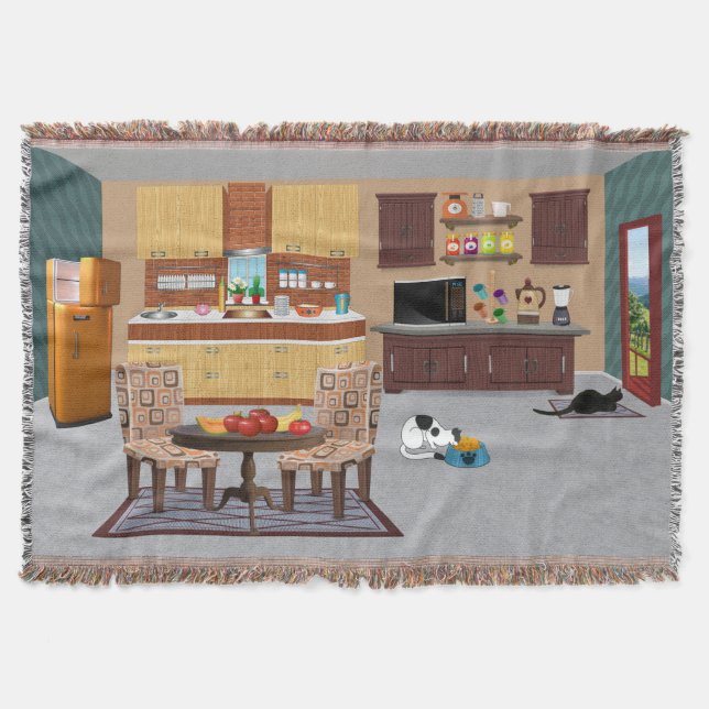 Meow-nificent Kitchen Throw Blanket (Front)