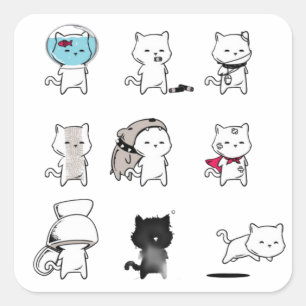 Meow Nine Lives Square Sticker