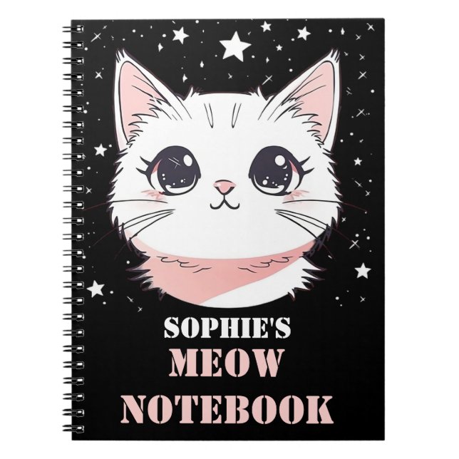Meow Notebook with Cute Cat  (Front)