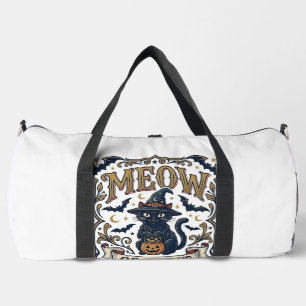 Meow Or Treat Cat Halloween Spooky Cat Vintage Vec Duffle Bag