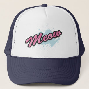 MEOW Paint Splash Cat Lover Typography Graphic Trucker Hat