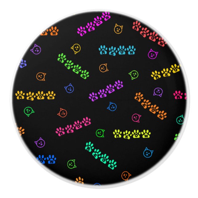 Meow Paw Prints Ceramic Knob (Front)