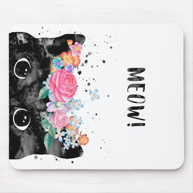 Meow Peeking Cat, Kitten Cat Lover Gift Idea Mouse Mat (Front)
