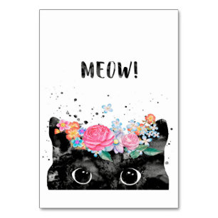 Meow Peeking Cat, Kitten Cat Lover Gift Idea Table Number