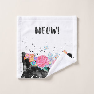 Meow Peeking Cat, Kitten Cat Lover Gift Idea Wash Cloth