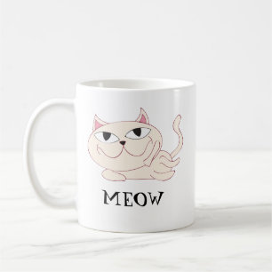 MEOW: Pink Cat Chillin' Coffee Mug