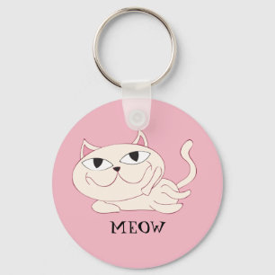 MEOW: Pink Cat Chillin' Key Ring