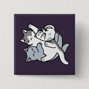 Meow Pounce Snuggle – Cute Sleeping Cats 15 Cm Square Badge