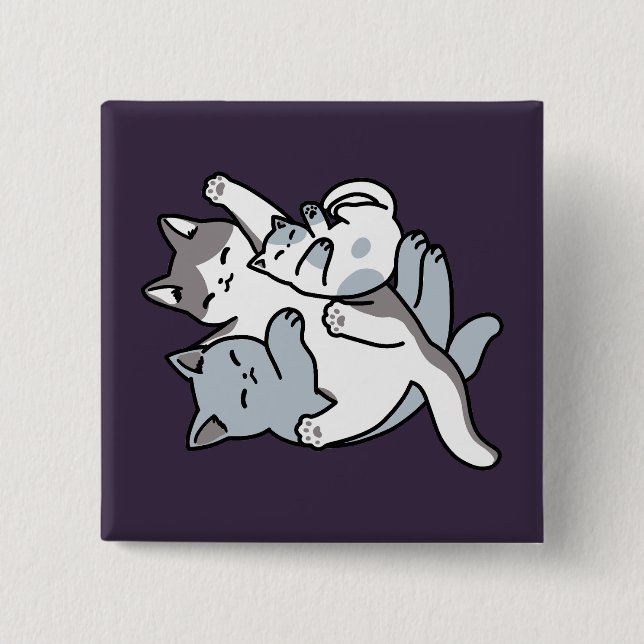 Meow Pounce Snuggle – Cute Sleeping Cats 15 Cm Square Badge (Front)