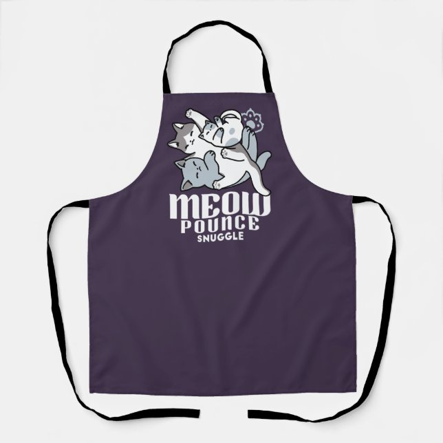Meow Pounce Snuggle – Cute Sleeping Cats Apron (Front)
