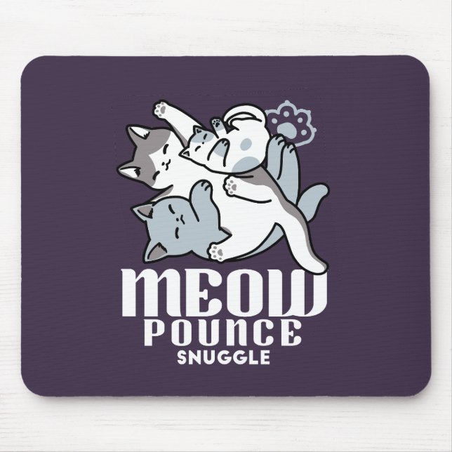 Meow Pounce Snuggle – Cute Sleeping Cats Mouse Mat (Front)