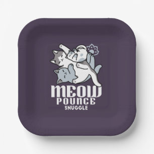 Meow Pounce Snuggle – Cute Sleeping Cats Paper Plate