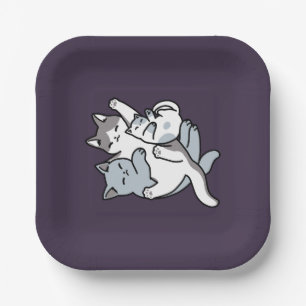 Meow Pounce Snuggle – Cute Sleeping Cats Paper Plate