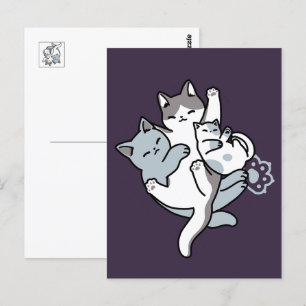 Meow Pounce Snuggle – Cute Sleeping Cats Postcard
